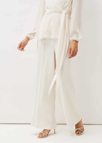 Phase Eight Florentine Wide Legs Trousers White Canada | KBIVLW-891